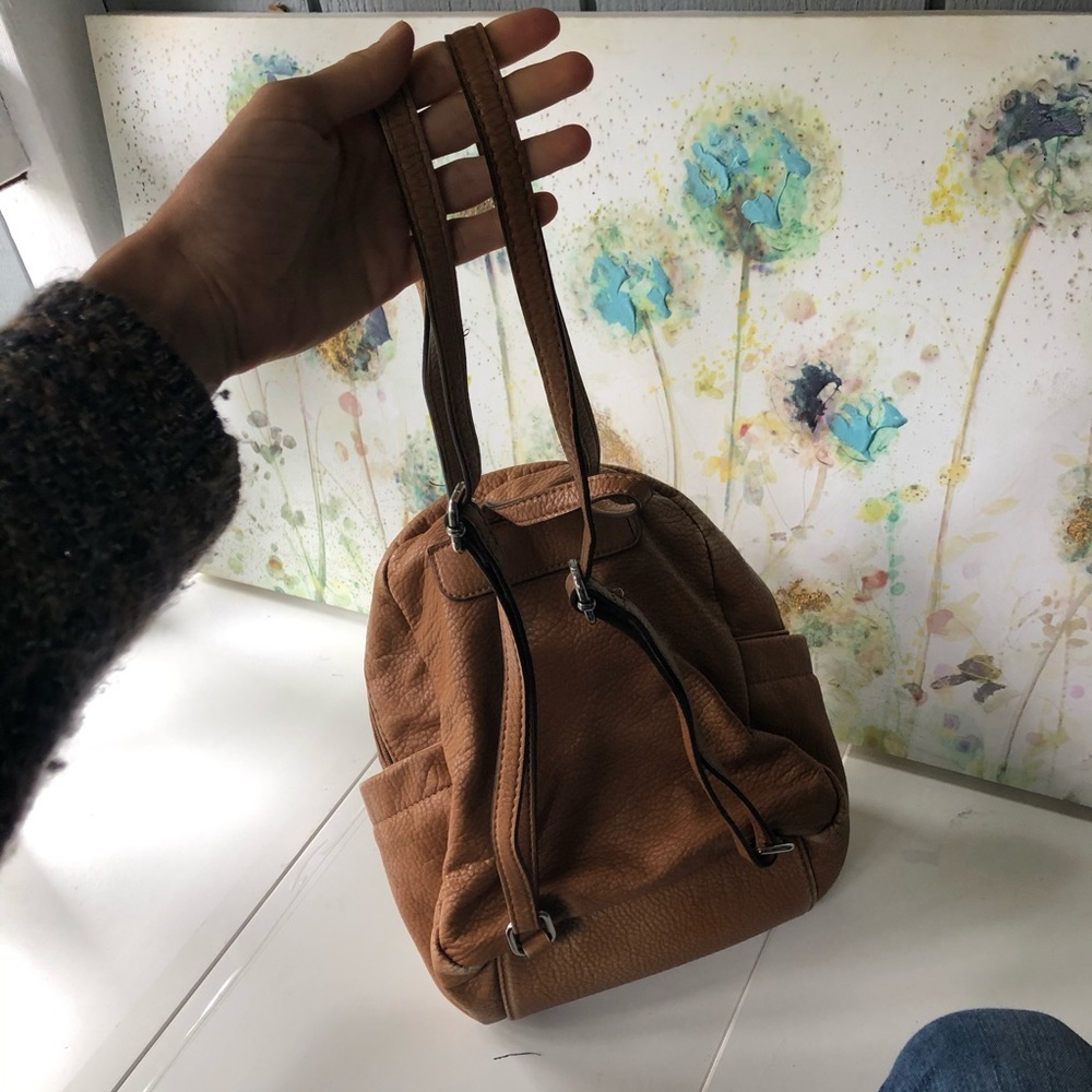 Beautiful Soft girl Vegan Studded Leather Backpack in Tan 9 by 10 inches - Picture 10 of 14